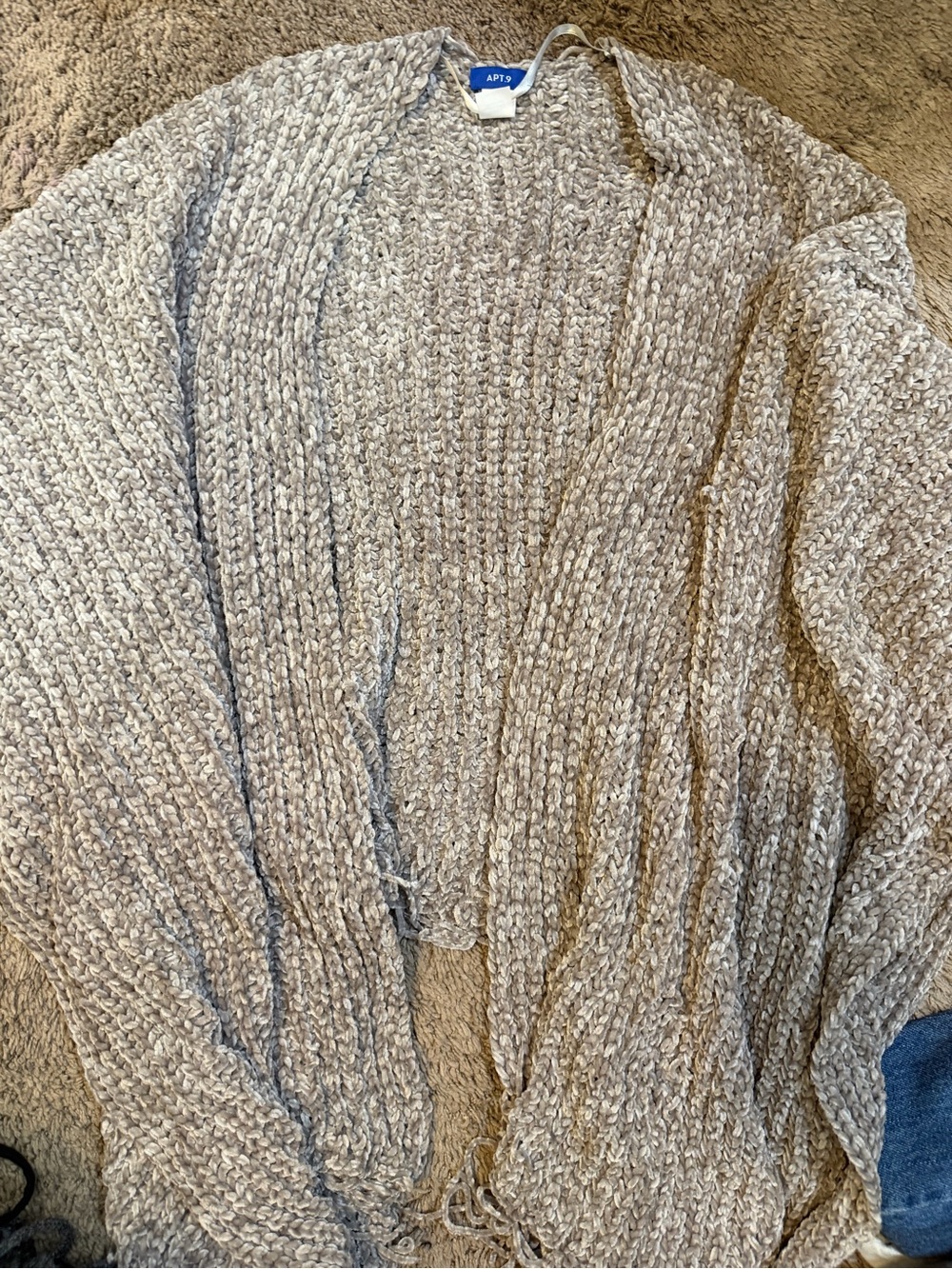 Apt. 9 Beige/Taupe Chunky Open-Front Knit Cardigan